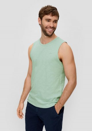 s.Oliver Baumwoll-Tanktop mit Flammgarnstruktur - ozeangrün