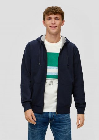 s.Oliver Sweatshirt-Jacke mit Kapuze und Logo - navy
