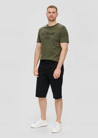 s.Oliver Bermuda-Hose aus Baumwoll-Stretch mit Knopfverschluss - schwarz