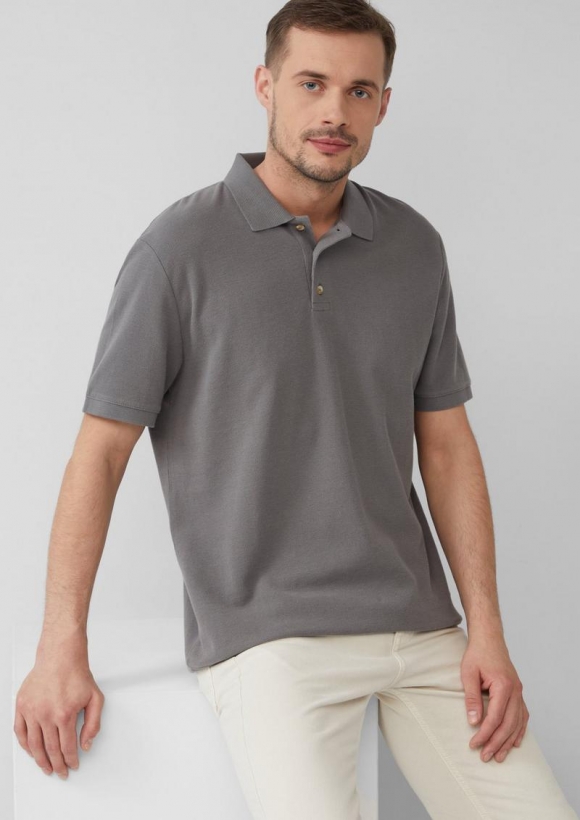 s.Oliver Poloshirt aus Waffelpiqué - graphit