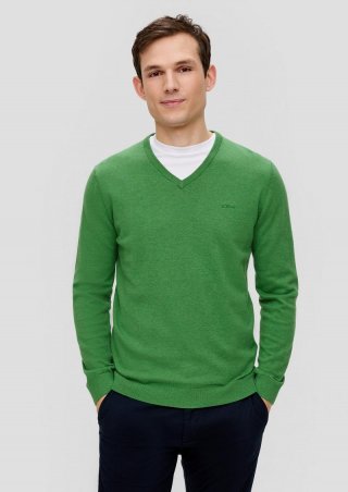 s.Oliver Strickpullover mit Logo-Stickerei - bambusgrün