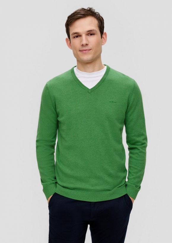 s.Oliver Strickpullover mit Logo-Stickerei - bambusgrün