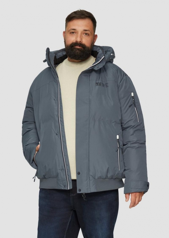 s.Oliver Wasserabweisender wattierter Blouson mit Kontrast-Details - schiefergrau