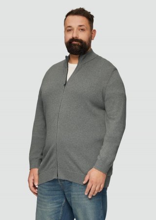 s.Oliver Strickjacke mit Stehkragen und Logo-Detail - graphit