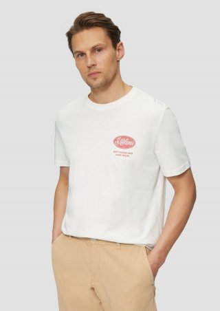 s.Oliver Baumwoll-T-Shirt mit Frontprint - weiß