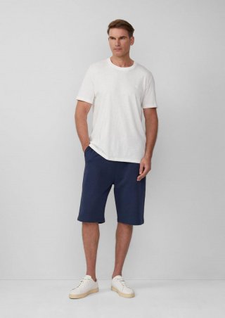 s.Oliver Detroit: Sweat-Bermuda mit Flammgarnstruktur im Relaxed Fit - tiefblau