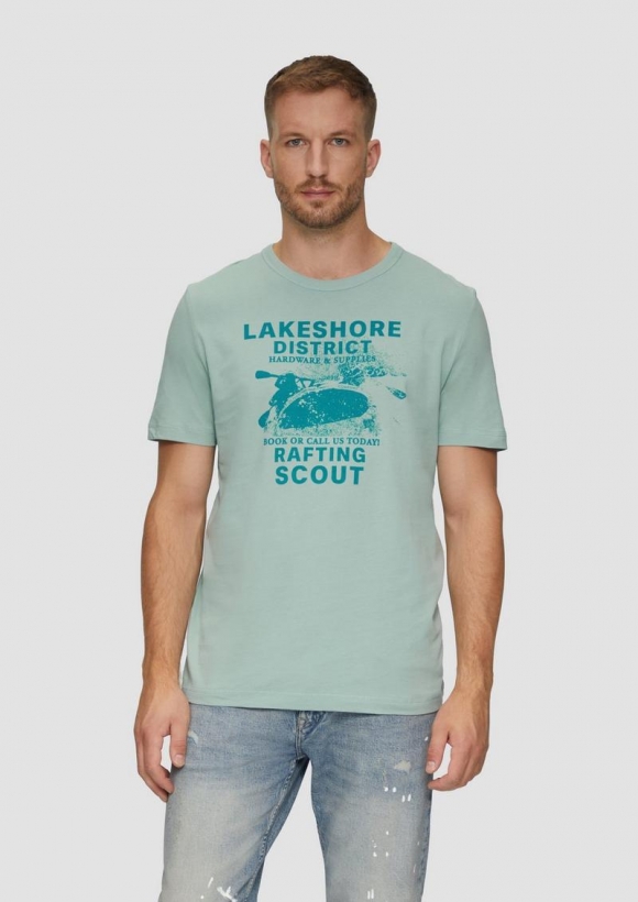 s.Oliver Baumwollshirt mit Frontprint - salbeigrün