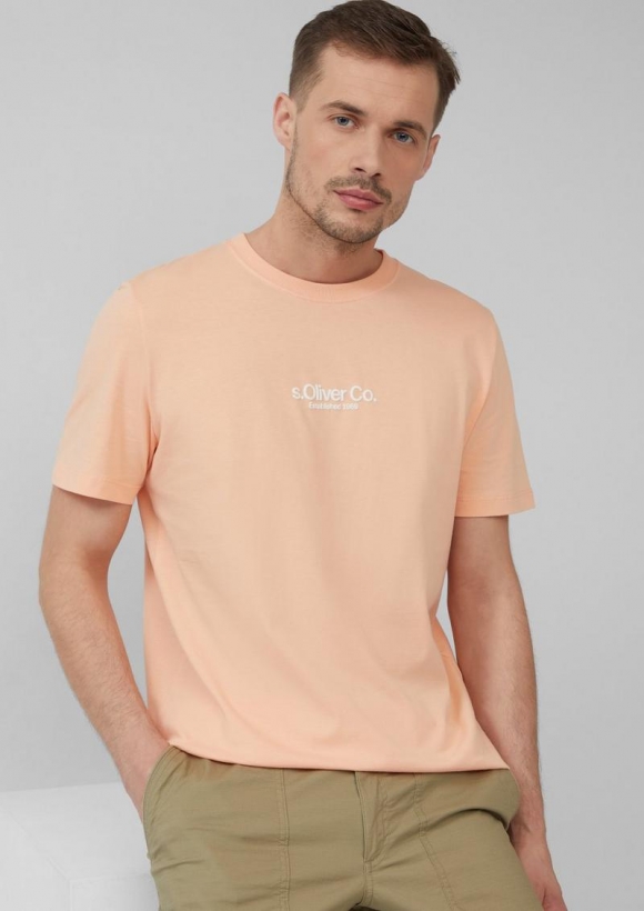 s.Oliver T-Shirt aus Baumwolle mit Logo-Print - papaya