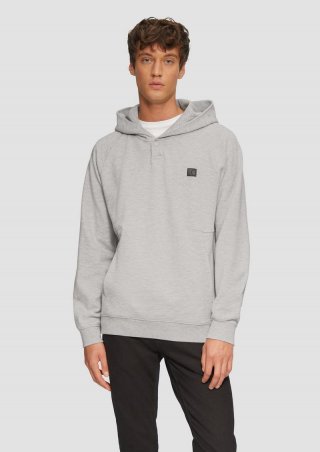 s.Oliver Hoodie mit Waffelstruktur und Logo-Detail - grau meliert