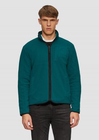 s.Oliver Fleece-Jacke im Fabricmix mit Stepp-Detail - petrol