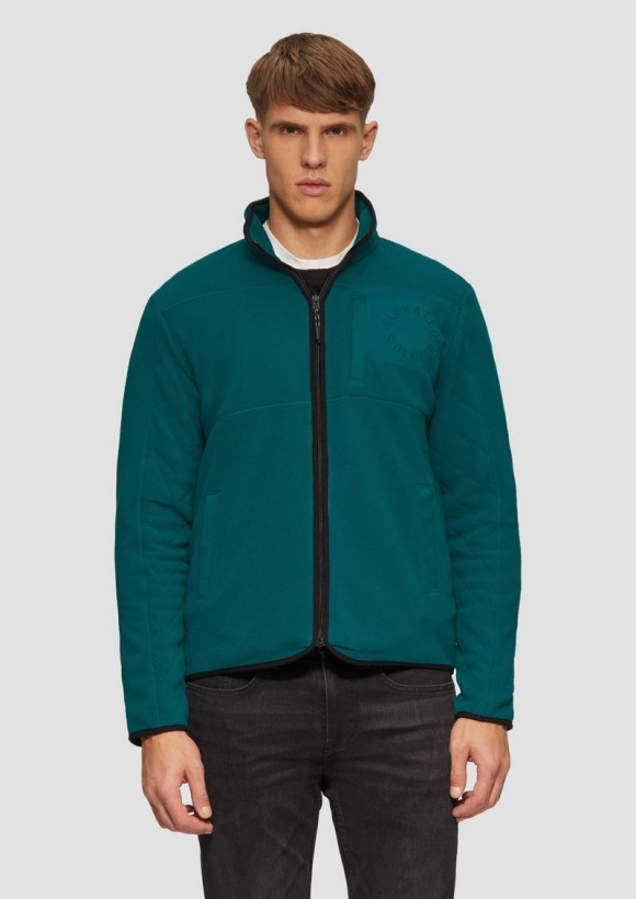 s.Oliver Fleece-Jacke im Fabricmix mit Stepp-Detail - petrol