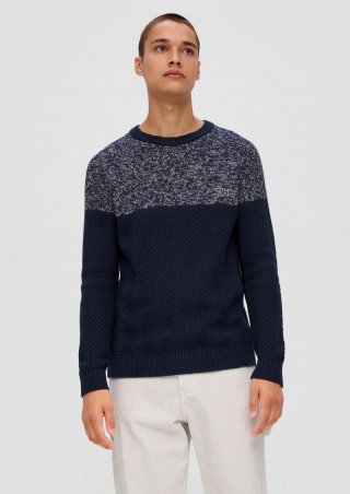 s.Oliver Strickpulli in Two-Tone-Optik - tiefblau