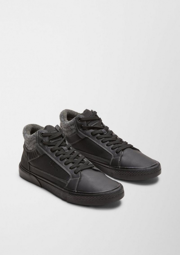 s.Oliver High Sneaker im Materialmix - schwarz
