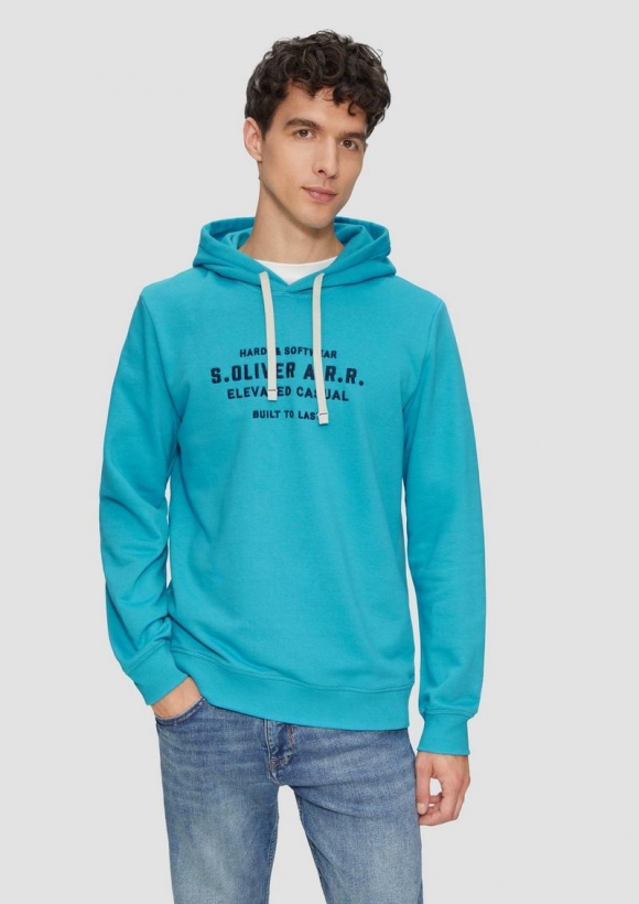 s.Oliver Hoodie aus Sweat-Ware mit Stickerei - türkis