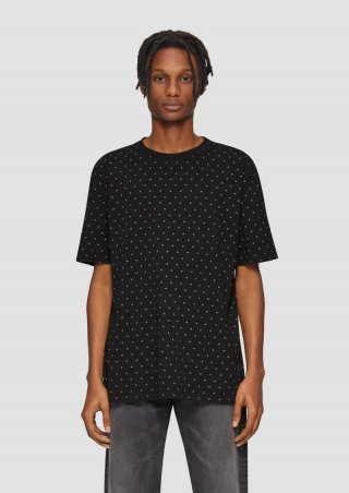 s.Oliver Gewaschenes T-Shirt mit All-over-Print - schwarz