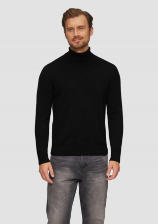 s.Oliver Rollkragenpullover aus Baumwolle - schwarz
