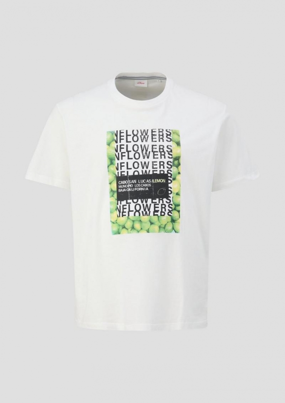 s.Oliver Jerseyshirt mit Artwork - weiß