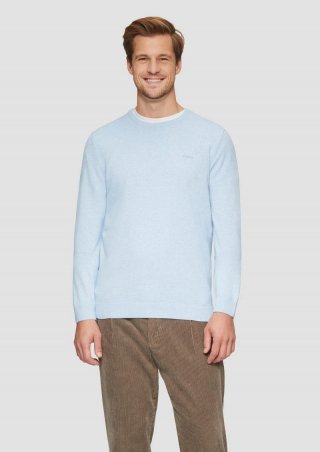 s.Oliver Strickpullover mit Logo-Stickerei - hellblau