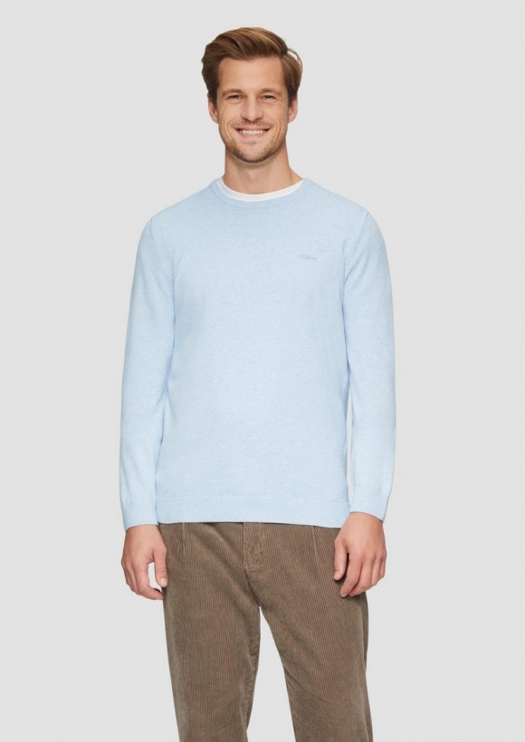s.Oliver Strickpullover mit Logo-Stickerei - hellblau