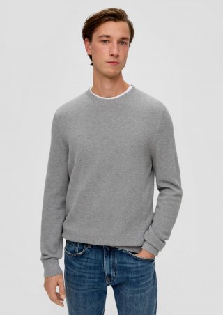 s.Oliver Feinstrickpullover aus Baumwolle - grau meliert