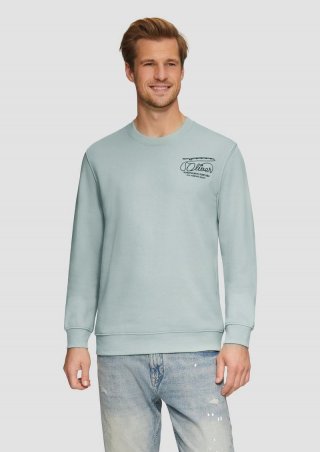 s.Oliver Sweatshirt mit Stickerei aus weichem Baumwollmix - salbeigrün