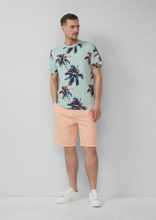 s.Oliver Detroit: Chino-Bermuda im Relaxed Fit mit Elastikbund - papaya