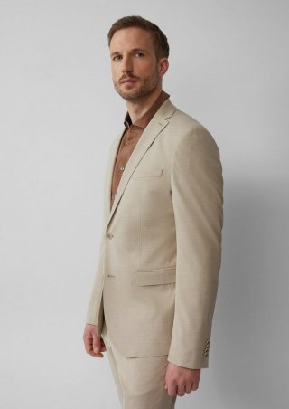 s.Oliver s.O PURE: Fein gemustertes Sakko im Slim Fit - beige