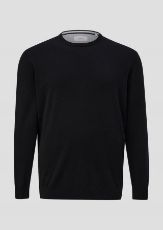 s.Oliver Strickpullover mit Logo-Stickerei - schwarz