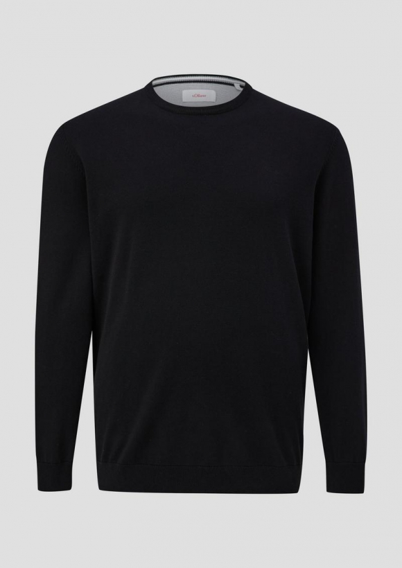 s.Oliver Strickpullover mit Logo-Stickerei - schwarz
