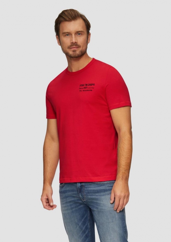 s.Oliver Baumwollshirt mit Frontprint - himbeere