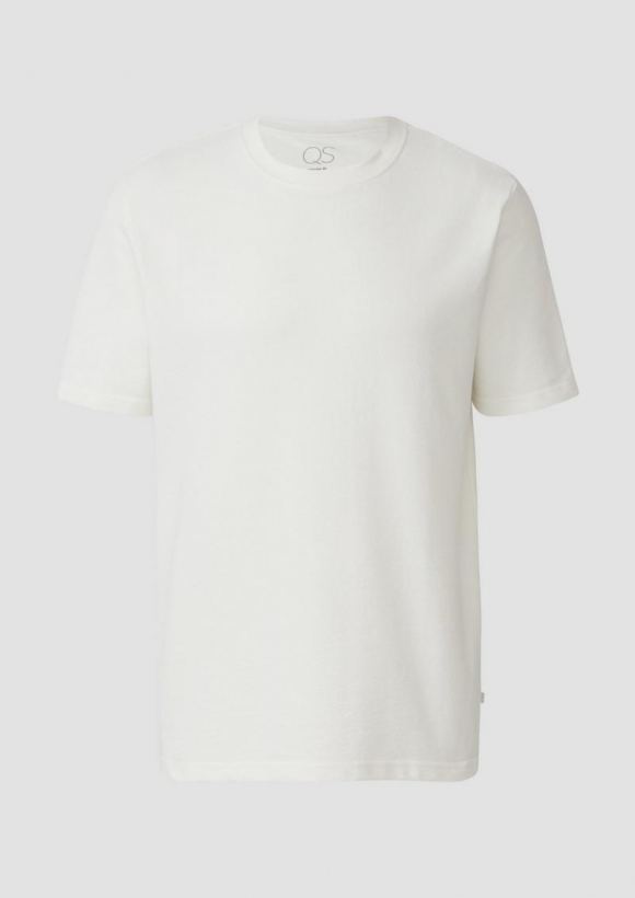 s.Oliver Gewaschenes T-Shirt mit Flammgarnstruktur - creme
