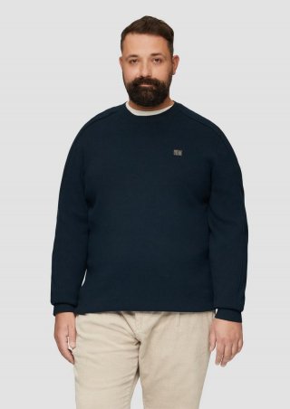 s.Oliver Strickpullover mit Nahtdetails und Logo - navy