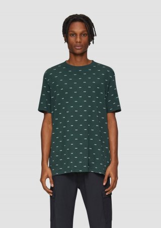 s.Oliver Gewaschenes T-Shirt mit All-over-Print - smaragd