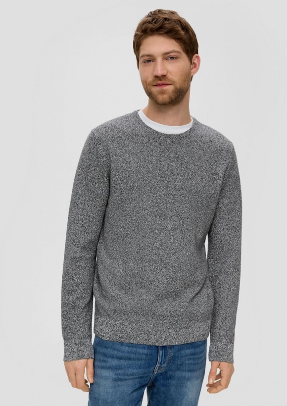 s.Oliver Feinstrickpullover mit Crew Neck - dunkelgrau
