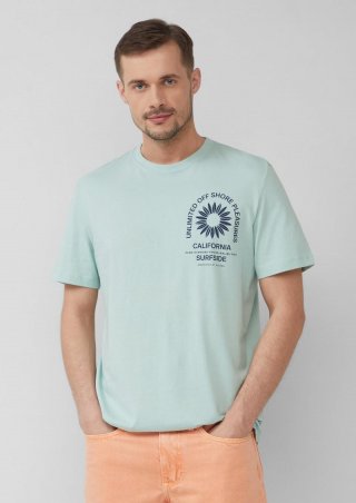 s.Oliver T-Shirt mit Crew Neck und Frontprint - helles türkis