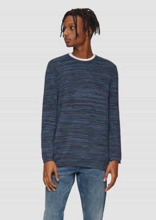 s.Oliver Strickpullover in Melange-Optik - blau