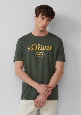 s.Oliver T-Shirt mit Logo-Print - olivgrün