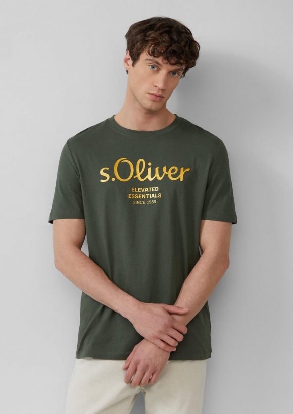 s.Oliver T-Shirt mit Logo-Print - olivgrün