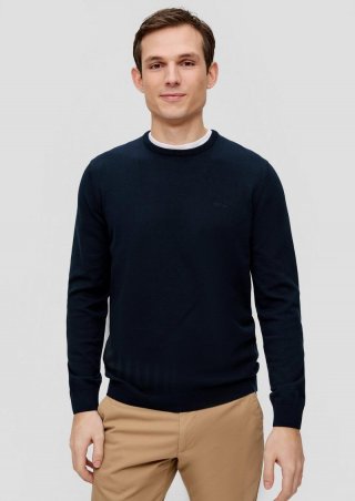 s.Oliver Strickpullover mit Logo-Stickerei - navy