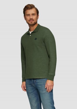 s.Oliver Poloshirt aus zweifarbigem Piqué - tannengrün