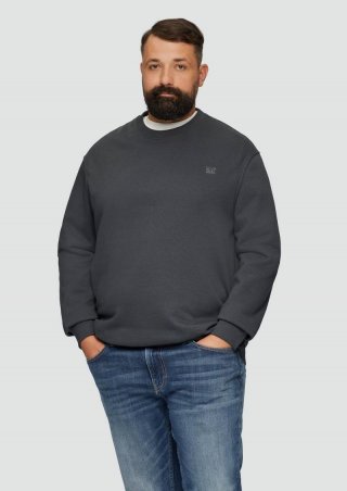 s.Oliver Sweatshirt aus Baumwollmix mit Logo-Detail - schiefergrau