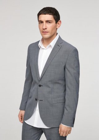 s.Oliver Slim: Elastisches Sakko aus Wollmix - navy
