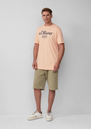 s.Oliver Detroit: Sweat-Bermuda mit Flammgarnstruktur im Relaxed Fit - helles olivgrün