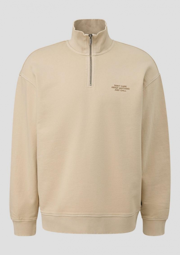 s.Oliver Gewaschener Sweat-Troyer mit Brustprint - beige