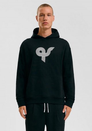 s.Oliver STREETS Kapsel Hoodie aus schwerer Baumwolle mit Logodruck - schwarz