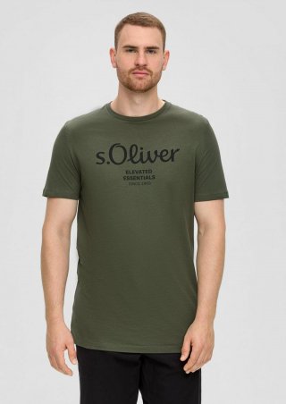 s.Oliver T-Shirt aus Baumwolle mit Logo-Print - olivgrün