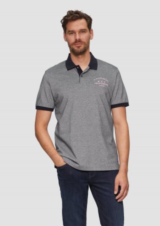 s.Oliver Poloshirt aus Baumwollpiqué mit Kontrast-Details - navy