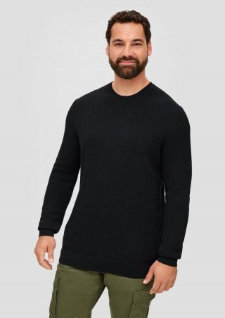 s.Oliver Feinstrickpullover aus Baumwolle - schwarz