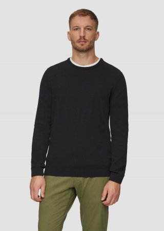 s.Oliver Strickpullover mit Logo-Stickerei - schwarz