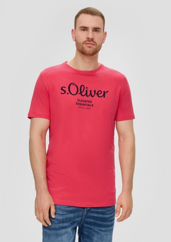 s.Oliver T-Shirt aus Baumwolle mit Logo-Print - himbeere